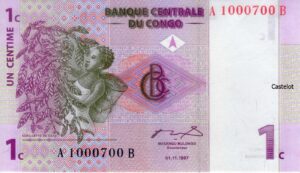 Congo República Democrática 1997 Billete 1 Centime (Centavo) UNC