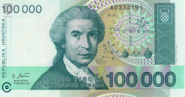 Croacia 1993 Billete 100000 Dinara UNC