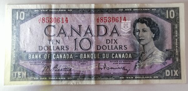 Canadá 1954 Billete 10 Dollars EF (Beattie-Rasminsky) Diseño Modificado