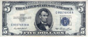 Estados Unidos USA 1953 Billete 5 Dollars Silver Certificate aUNC