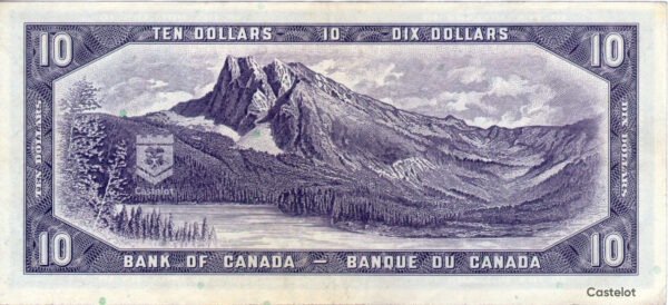 Canadá 1954 Billete 10 Dollars VF (Beattie-Rasminsky) Diseño Modificado