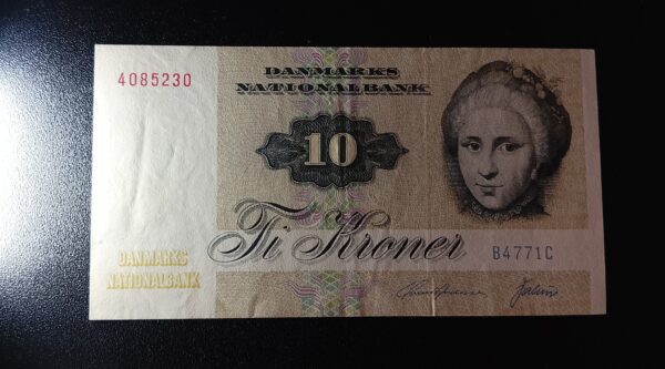 Dinamarca 1977 Billete 10 Kroner (Coronas) EF