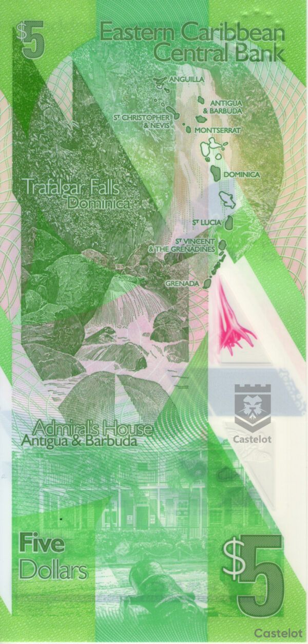 East Caribbean States 2021 Billete 5 Dollars Polímero UNC