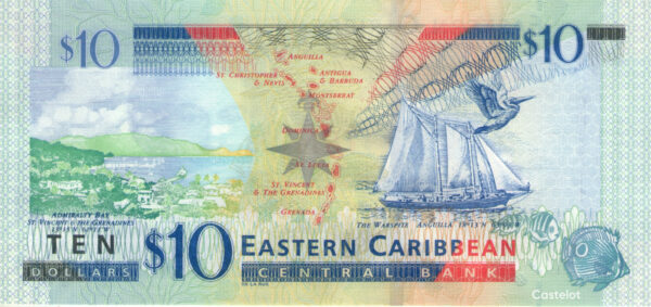 Estados Del Caribe Oriental 2012 Billete 10 Dólares UNC