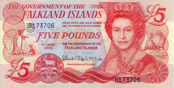 Islas Malvinas 2005 Billete 5 Libras UNC