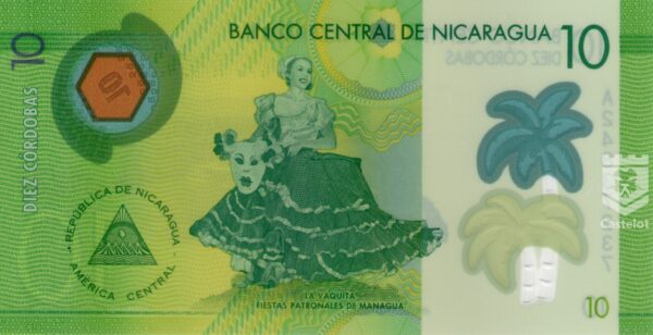 Nicaragua 2014 Billete 10 Córdobas Polímero UNC