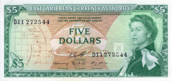 East Caribbean States 1965 Billete 5 Dólares aUNC/9,5 (Estados del caribe oriental)