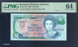 Bermuda (Islas Bermudas) 1988 Billete 2 Dólares UNC PMG 64 (Territorio Británico de ultramar)