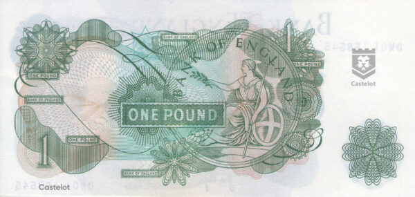 Gran Bretaña (Bank Of England) 1970-80 Billete 1 Libra UNC Firma Page