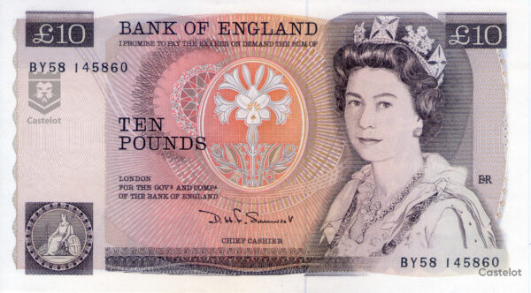 Gran Bretaña (Bank Of England) 1984 Billete 10 Libras UNC. Firma Somerset.