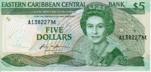East Caribbean Montserrat 1985 Billete 5 Dólares UNC