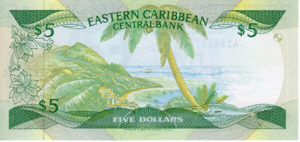 East Caribbean Montserrat 1985 Billete 5 Dólares UNC