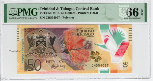 Trinidad & Tobago 2015 Billete 50 Dólares PMG 66