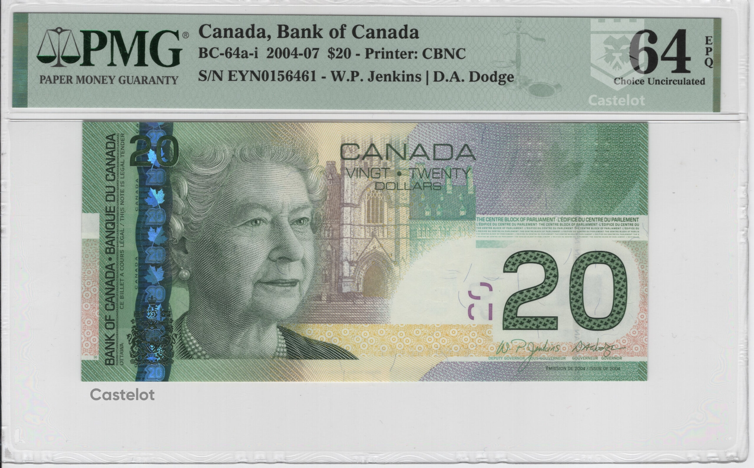 Canadá 2004 Billete 20 Dólares PMG 64