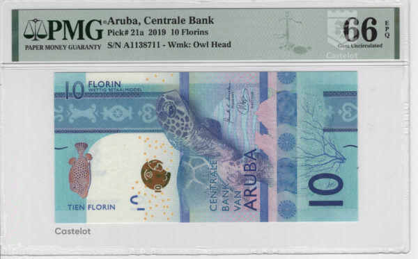 Aruba 2019 Billete 10 Florines PMG 66