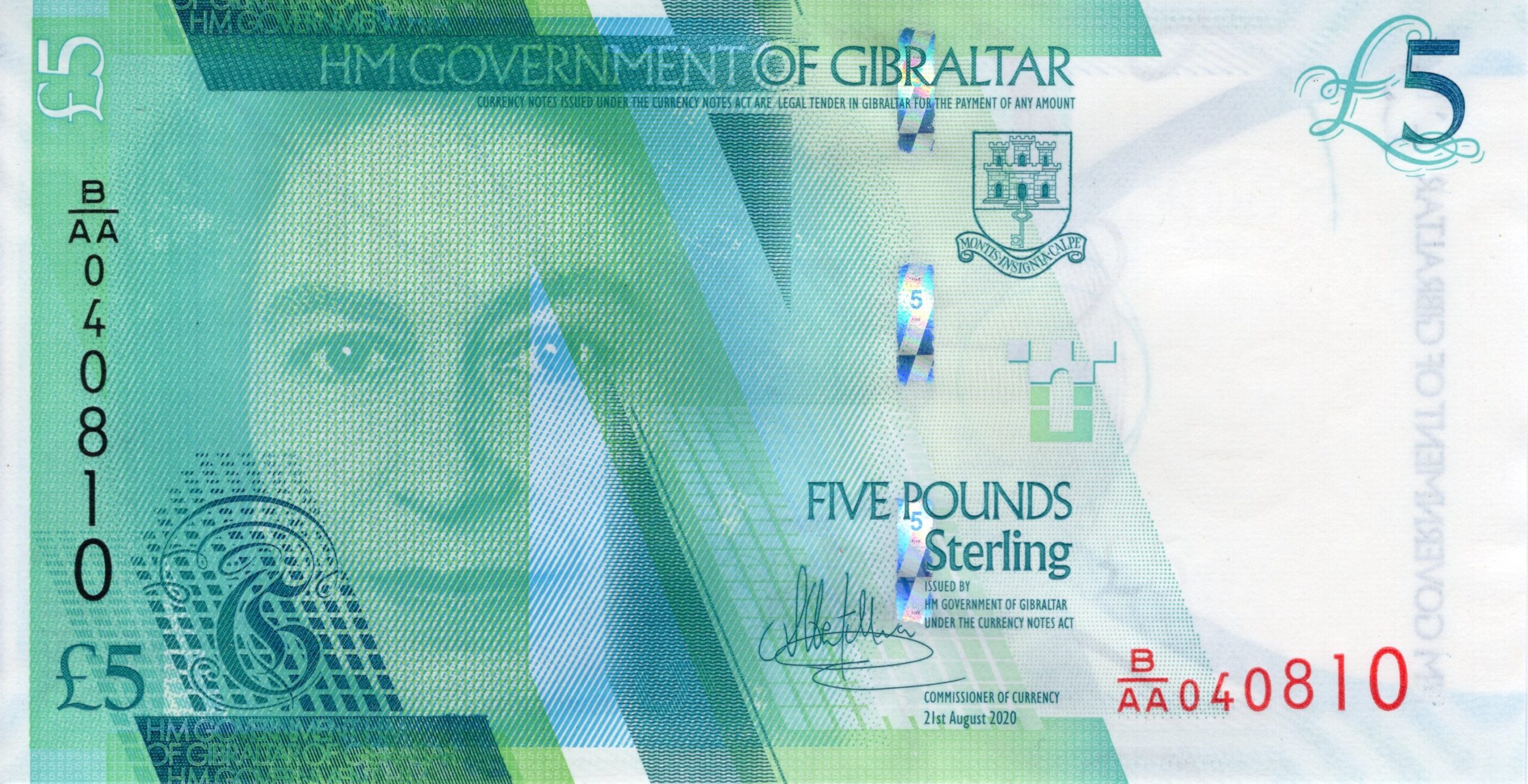 Gibraltar 2020 Billete 5 Libras UNC