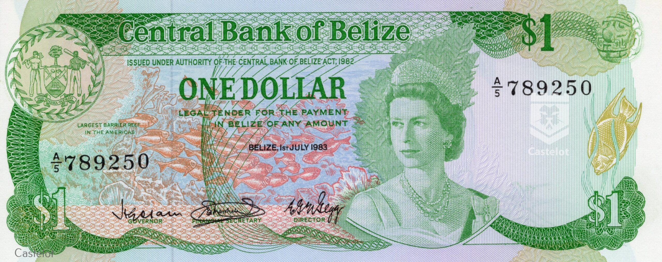 Belice 1983 Billete $1 Dólar UNC