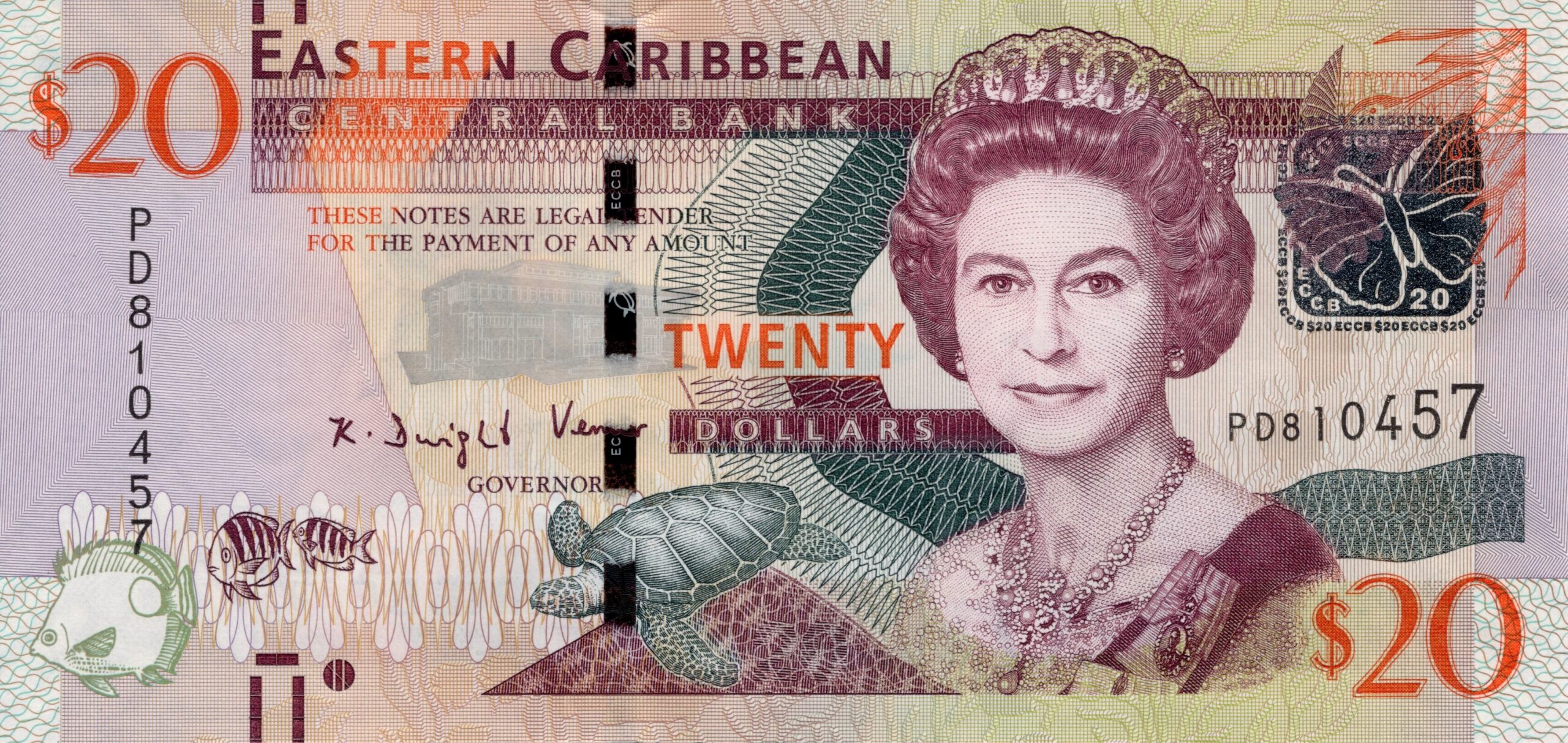 East Caribbean 2015 Billete 20 Dólares UNC